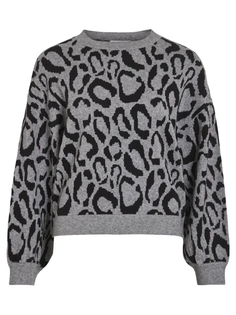 Vila Pullover & Sweatshirts*VITIP O-NECK L/S JACQUARD KNIT TOP/R/1 Medium Grey Melange