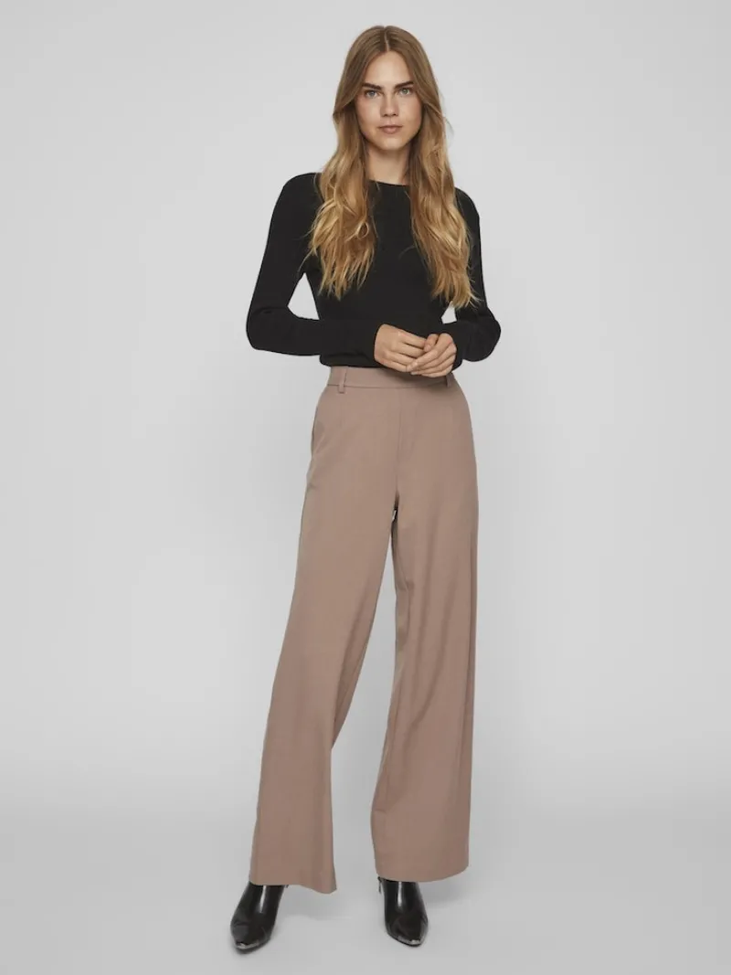 Vila Hosen*VIVARONE HW WIDE PANT - NOOS brown lentil