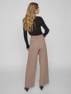 Vila Hosen*VIVARONE HW WIDE PANT - NOOS brown lentil