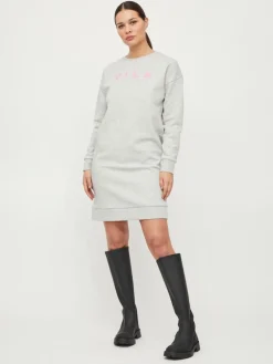 Vila Kleider*VI L/S SWEAT DRESS Light Grey Melange