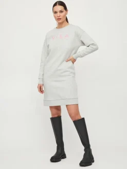 Vila Kleider*VI L/S SWEAT DRESS Light Grey Melange