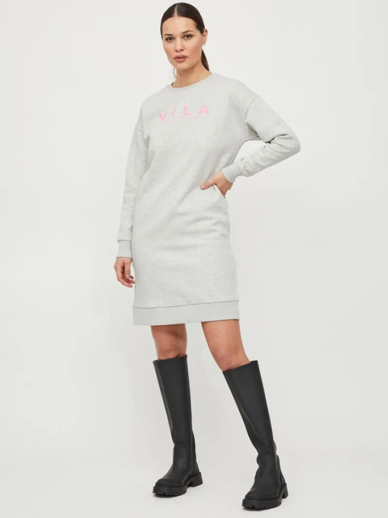 Vila Kleider*VI L/S SWEAT DRESS Light Grey Melange