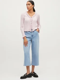 Vila Jeans*VIWIDEY NEIMA HW CROPPED WIDE JEANS Light Blue Denim