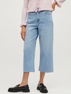 Vila Jeans*VIWIDEY NEIMA HW CROPPED WIDE JEANS Light Blue Denim