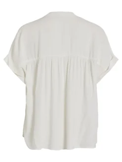 Vila Blusen*VIYARINA V-NECK S/S TOP/R egret