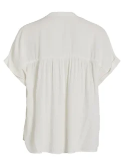 Vila Blusen*VIYARINA V-NECK S/S TOP/R egret