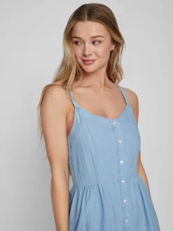 Vila Kleider*VIZIA STRAP MIDI DENIM DRESS - NOOS Light Blue Denim