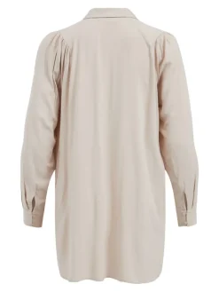 Vila Blusen*VIZUGI L/S LONG SHIRT/SU/PB Cement