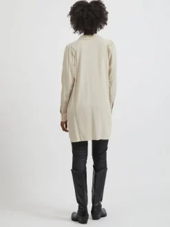 Vila Blusen*VIZUGI L/S LONG SHIRT/SU/PB Cement