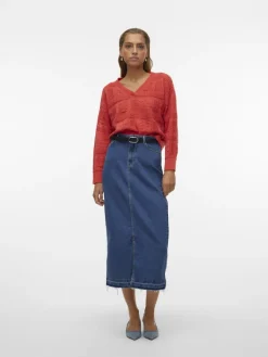 Vero Moda Pullover & Sweatshirts*VMABRIL LS V-NECK PULLOVER GA BOO Cayenne