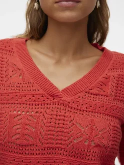 Vero Moda Pullover & Sweatshirts*VMABRIL LS V-NECK PULLOVER GA BOO Cayenne