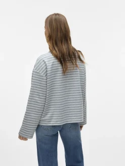 Vero Moda Shirts*VMALMA LS STRIPED POLO TEE EXP Light Grey Melange