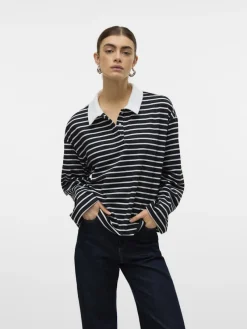 Vero Moda Shirts*VMALMA LS STRIPED POLO TEE EXP Black