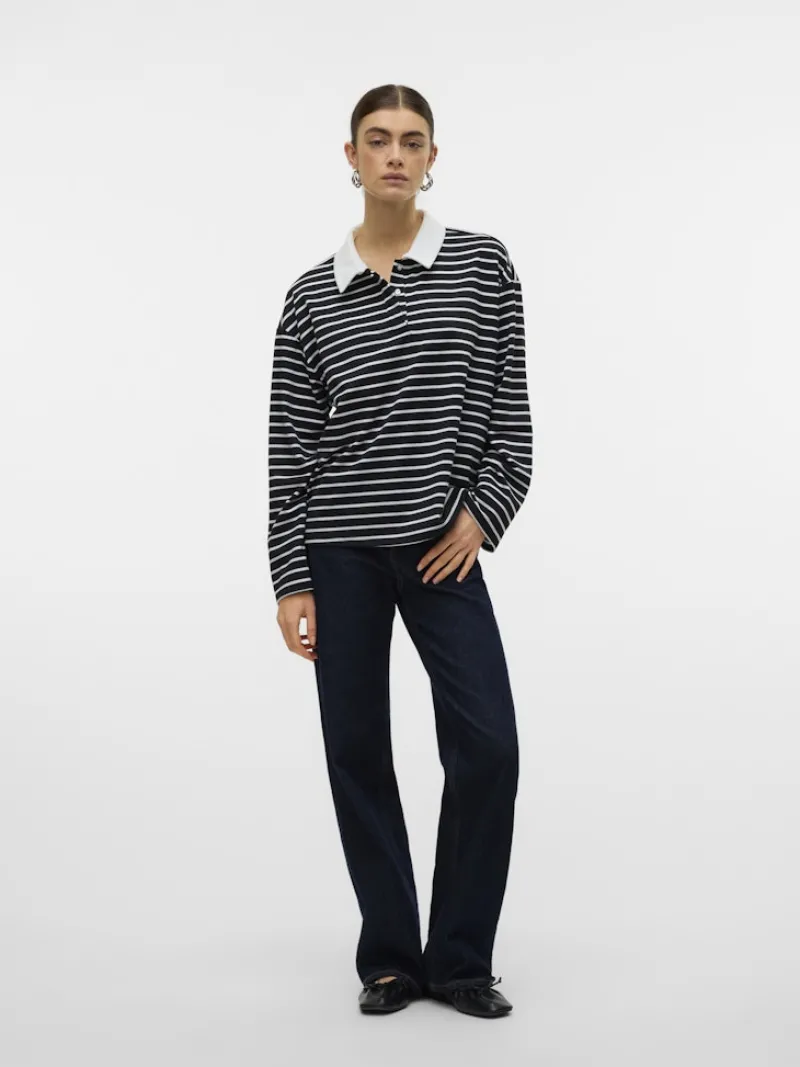 Vero Moda Shirts*VMALMA LS STRIPED POLO TEE EXP Black