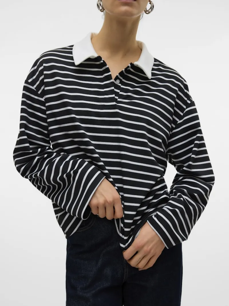 Vero Moda Shirts*VMALMA LS STRIPED POLO TEE EXP Black
