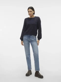 Vero Moda Pullover & Sweatshirts*VMARLET LS O-NECK SHORT PULLOVER BOO Navy Blazer