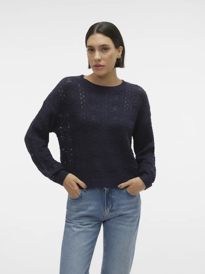 Vero Moda Pullover & Sweatshirts*VMARLET LS O-NECK SHORT PULLOVER BOO Navy Blazer