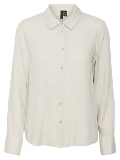Vero Moda Blusen*VMBEAUTY LS SHIRT WVN GA NOOS Silver Lining