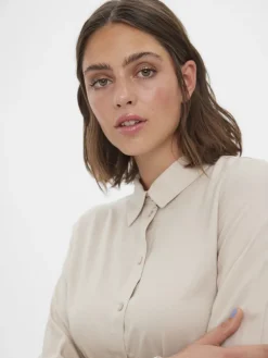Vero Moda Blusen*VMBEAUTY LS SHIRT WVN GA NOOS Silver Lining
