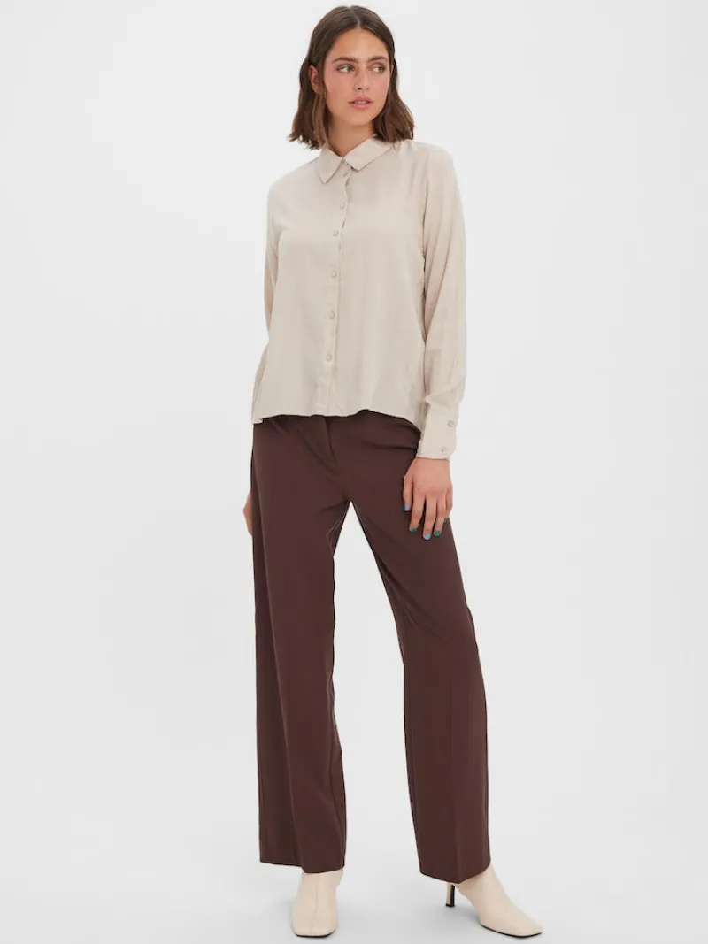 Vero Moda Blusen*VMBEAUTY LS SHIRT WVN GA NOOS Silver Lining