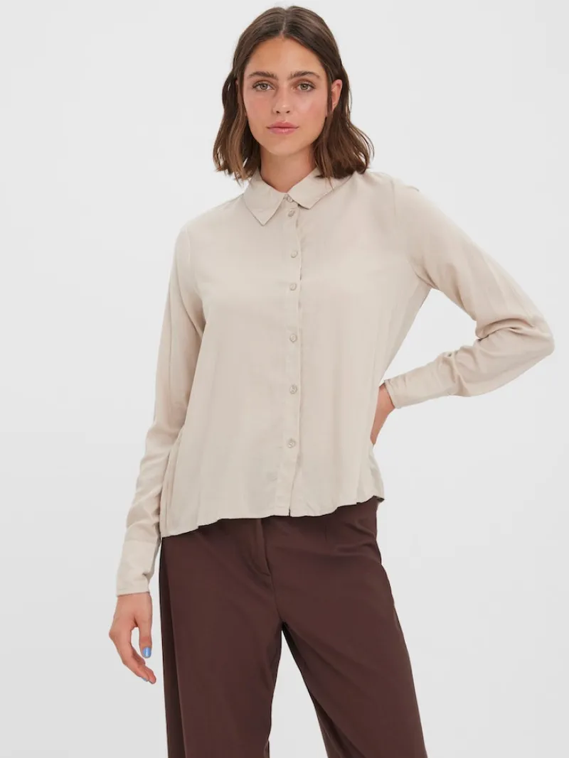 Vero Moda Blusen*VMBEAUTY LS SHIRT WVN GA NOOS Silver Lining