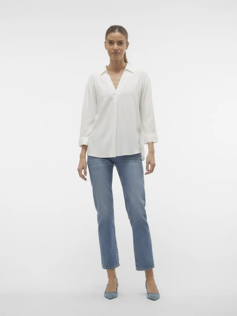 Vero Moda Blusen*VMBELLA 3/4 TOP WVN GA Snow White