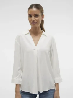 Vero Moda Blusen*VMBELLA 3/4 TOP WVN GA Snow White