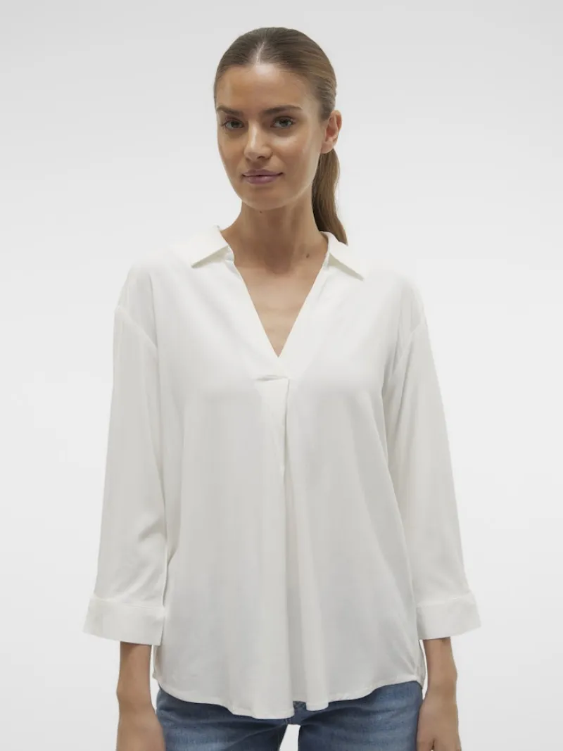 Vero Moda Blusen*VMBELLA 3/4 TOP WVN GA Snow White