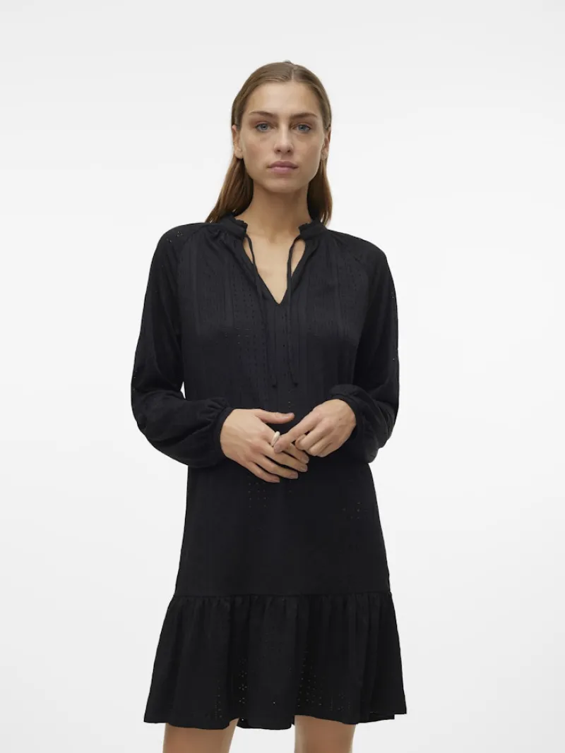 Vero Moda Kleider*VMBILLI LS SHORT DRESS JRS BOO Black