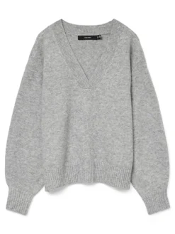 Vero Moda Pullover & Sweatshirts*VMBOOM LS V-NECK PULLOVER NOOS Light Grey Melange
