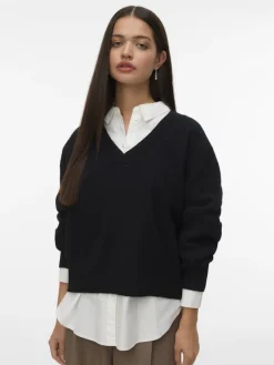 Vero Moda Pullover & Sweatshirts*VMBOOM LS V-NECK PULLOVER NOOS Black