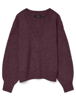 Vero Moda Pullover & Sweatshirts*VMBOOM LS V-NECK PULLOVER NOOS Winetasting