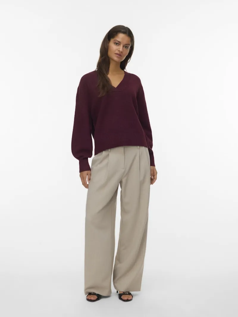 Vero Moda Pullover & Sweatshirts*VMBOOM LS V-NECK PULLOVER NOOS Winetasting