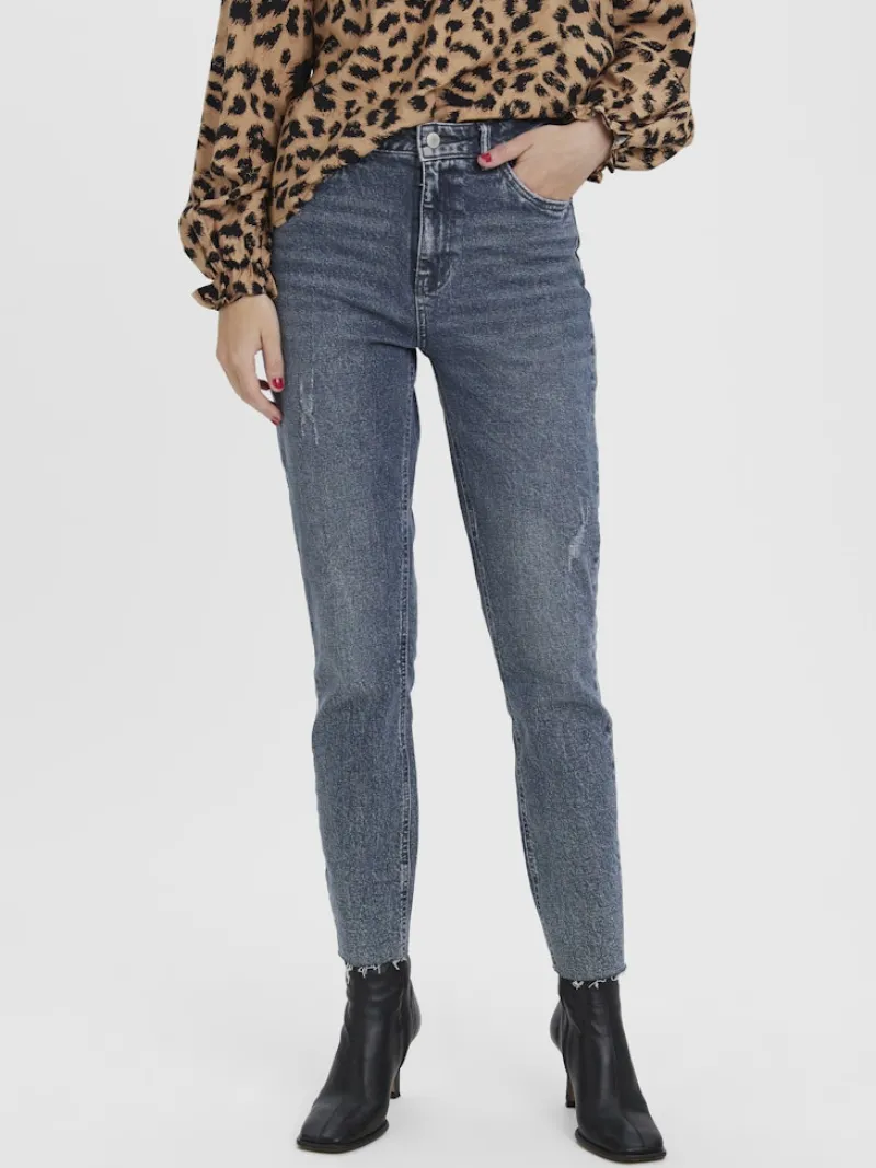 Vero Moda Jeans*VMBRENDA HR STRAIGHT ANK CUT GU3134 GA Dark Blue Denim