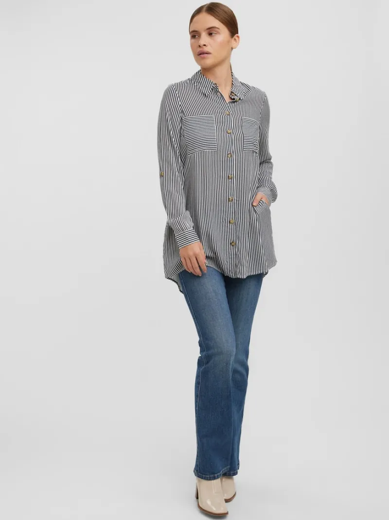 Vero Moda Blusen*VMBUMPY L/S OVERSIZE SHIRT GA Snow White