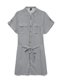 Vero Moda Kleider*VMBUMPY SS SHORT SHIRT DRESS WVN NOOS india ink