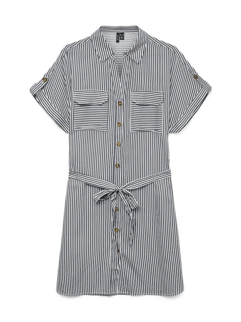 Vero Moda Kleider*VMBUMPY SS SHORT SHIRT DRESS WVN NOOS india ink