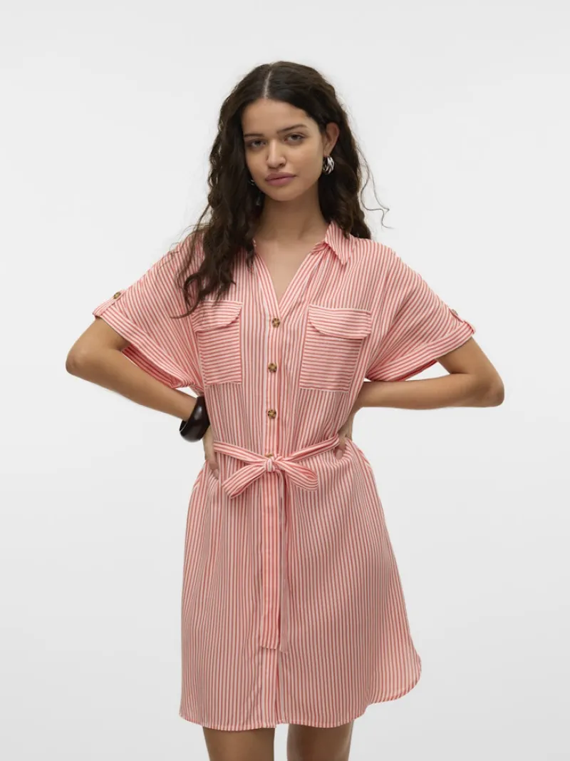 Vero Moda Kleider*VMBUMPY SS SHORT SHIRT DRESS WVN NOOS dubarry