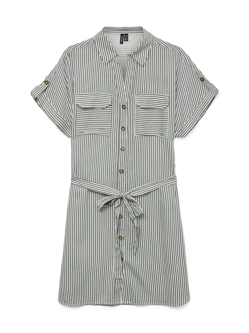 Vero Moda Kleider*VMBUMPY SS SHORT SHIRT DRESS WVN NOOS Laurel Wreath