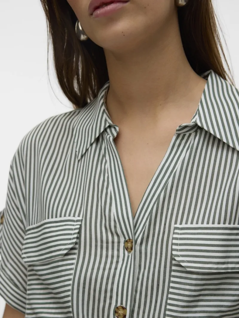 Vero Moda Kleider*VMBUMPY SS SHORT SHIRT DRESS WVN NOOS Laurel Wreath