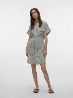 Vero Moda Kleider*VMBUMPY SS SHORT SHIRT DRESS WVN NOOS Laurel Wreath