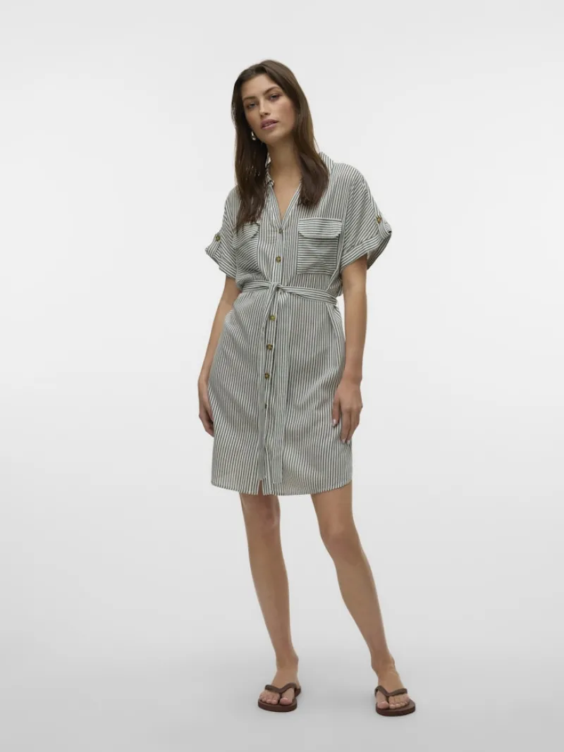 Vero Moda Kleider*VMBUMPY SS SHORT SHIRT DRESS WVN NOOS Laurel Wreath