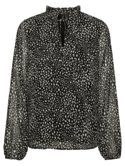 Vero Moda Blusen*VMCAITLYNN L/S TIE TOP EXP GA black2