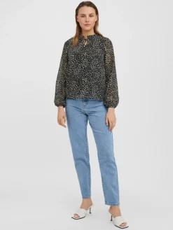 Vero Moda Blusen*VMCAITLYNN L/S TIE TOP EXP GA black2