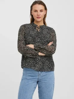 Vero Moda Blusen*VMCAITLYNN L/S TIE TOP EXP GA black2