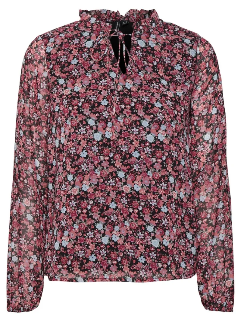 Vero Moda Blusen*VMCAITLYNN L/S TIE TOP EXP GA black1