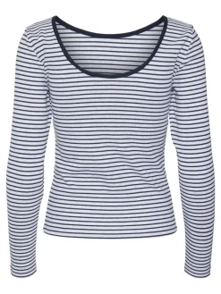 Vero Moda Shirts*VMCHLOE STRIPE LS 2WAY SHORT TOP GO NOOS Light Grey Melange