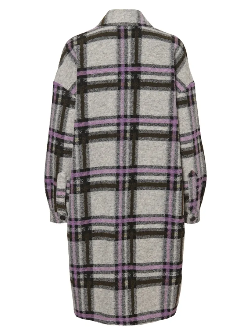 Vero Moda Jacken*VMCHRISSIEQUILT LONG CHECK SHIRT GA Light Grey Melange