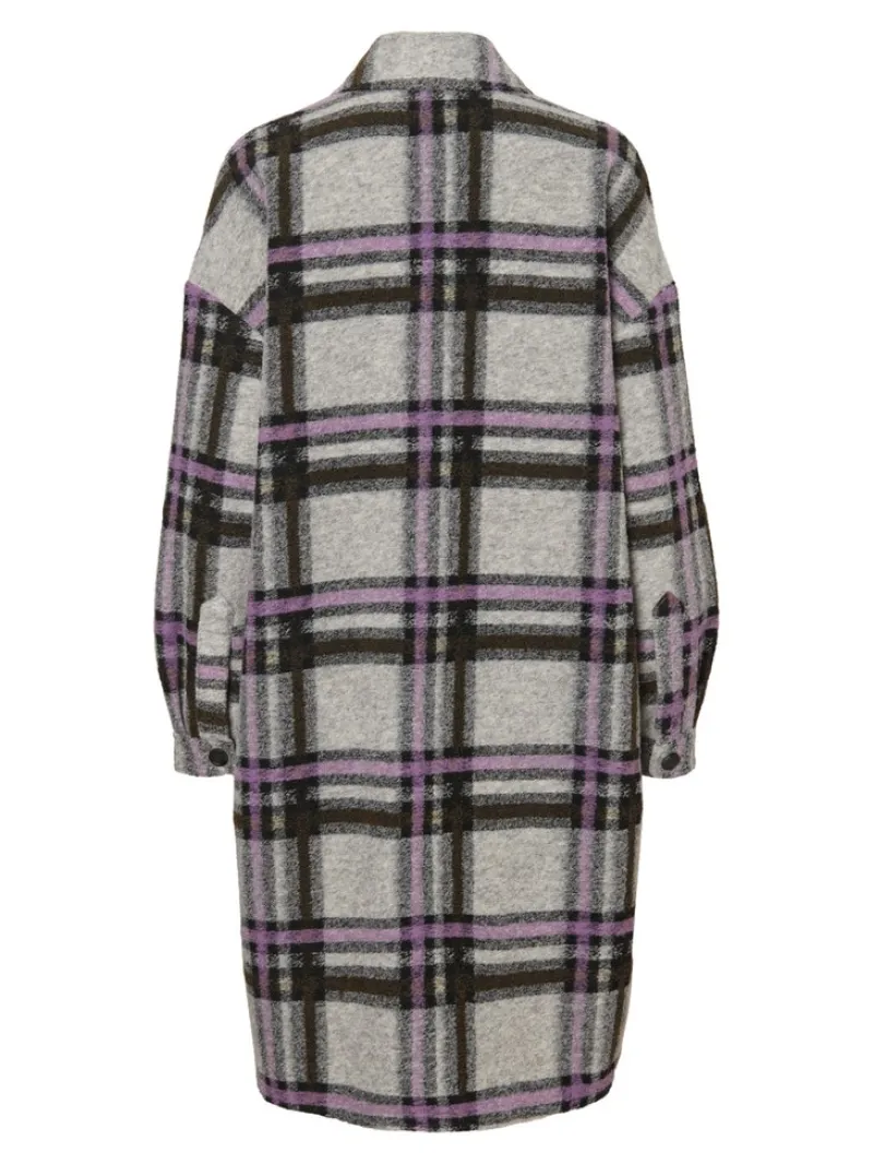 Vero Moda Jacken*VMCHRISSIEQUILT LONG CHECK SHIRT GA Light Grey Melange