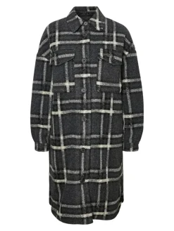 Vero Moda Jacken*VMCHRISSIEQUILT LONG CHECK SHIRT GA Dark Grey Melange